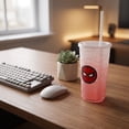 thumbnail image 6 of Christmas Superhero Drinking Tumbler with Lid & Straw Pink Gradient Cold Beverage Cup for Adults, 6 of 6