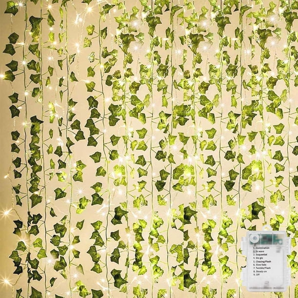 Guirnalda de hiedra artificial KASZOO de 84 pies con cadena de 80 luces LED KASZOO NA
