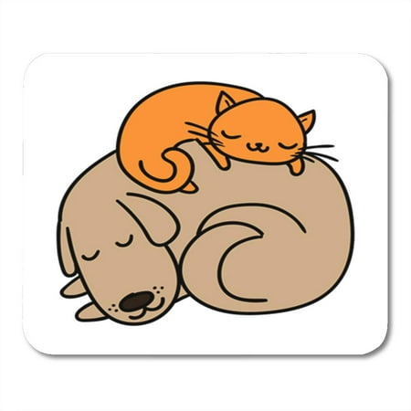 KDAGR Cute Sleeping Dog and Cat Best Friends Adorable Cartoon Mousepad Mouse Pad Mouse Mat 9x10