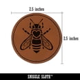 thumbnail image 2 of Honey Bee with Heart on Back 2.5" Faux Leather Round Engraved Iron-On Patch - Brown, 2 of 6