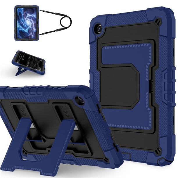 Funda para Samsung Galaxy Tab A9, Funda Protectora de Silicona Anti-caída + Capa de PC con Soporte Grande Oculto, Correa para el Hombro, Funda Protectora Resistente a Golpes y Tres Pruebas para Table