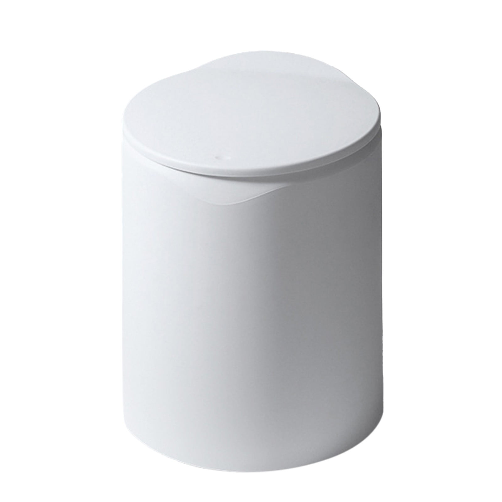 Multifunctional Desktop Trash Can with Lid, Press-Type Waste Basket for Kitchen, Living Room, Bathroom, and Office, Non-Slip Small Portable Garbage Bin with Newspaper Baskets, White, 27x18.5x18cm
