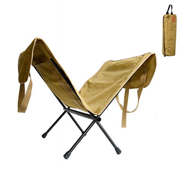 sundick Dual-Purpose Firewood Storage Bag with Foldable Frame - Khaki, Durable Canvas & Aluminum Alloy, Portable for Outdoor Use