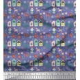 thumbnail image 1 of Soimoi Purple Modal Satin Fabric Owl & Tree Christmas Print Fabric by the Yard 42 Inch Wide, 1 of 3