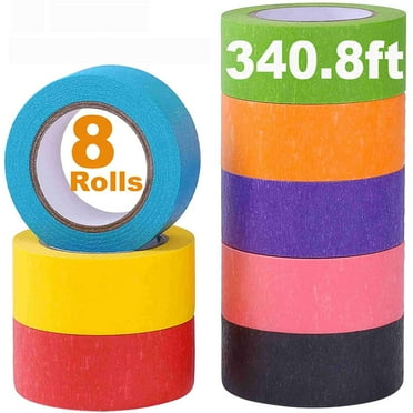 LANNEY Colored Tape for Crafts Rainbow Paper Masking Tapes, 8 Rolls, 1 inch x 14.2 Yards