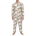 thumbnail image 3 of Naloa Penguin With Flowers Men’s Pajamas Set - Long Sleeve Button Down Sleep Shirt and Pajama Bottoms Sleepwear Set-XX-Large, 3 of 7