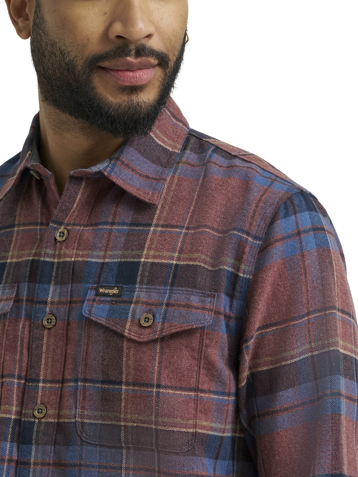 Wrangler Men's Long Sleeve Regular Fit Flannel Plaid Shirt, S-2XL