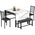 thumbnail image 2 of 4 Person Oak Folding Dining Table Set with Storage Shelf and Leaf, Expandable Dining Table with 2 Chairs and 1 Bench, Space Saving Dining Table for Kitchen Breakfast Table Corner, Dining Room., 2 of 7