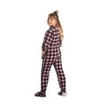 thumbnail image 4 of Buffalo Plaid Fleece Girls Footed Pajamas, Pink & Black, 4 of 4
