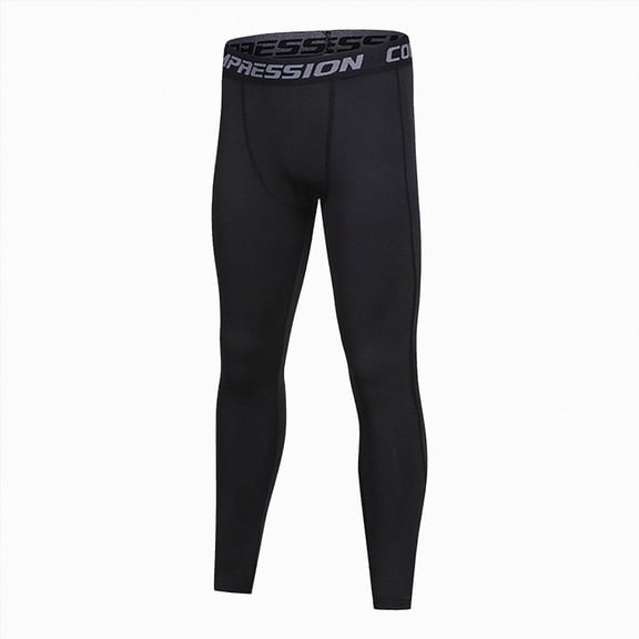 Xyant Boys Compression Pants, Youth Athletic Leggings for Basketball Football Running, Quick Dry Spandex Sports Tights (Black,4-5 Years)