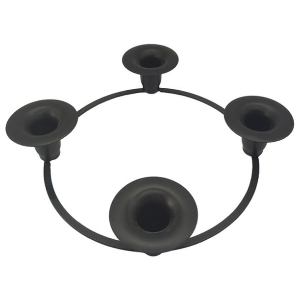 Candelabro de 4 tazas de metal para inauguración de la casa, decoración para velas, adorno para Negro