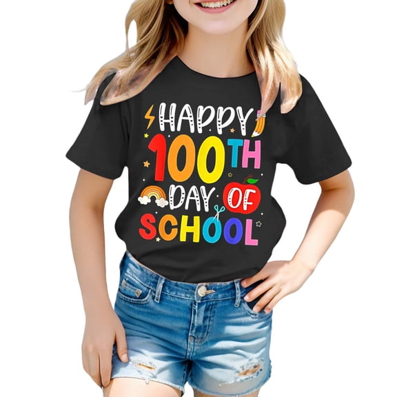 Tisuna Girl'S Last Day Of School T Shirt Letter Print Short Sleeve Crew Neck Tops Casual Breathable Toddler Child Kids Summer Shirts Black Size 10-11 Years