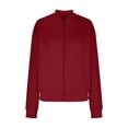 thumbnail image 3 of iHPH7 Light Jackets for Women Fall Fashion Textured Jacket Women Lightweight Jacket Women Baseball Jacket Workout Jackets for Woman Women's Jackets Red L, 3 of 6