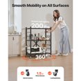 thumbnail image 3 of KFFKFF 3-Tier Foldable Storage Shelf with Wheels, 28-inch W x 13-inch D x 36-inch H Metal Rack Shelving Unit, Durable No Assembly Organizer Shelf for Garage, Kitchen, Basement, Black, 3 of 8