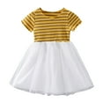 thumbnail image 1 of Robes pour Filles Jupe d'Été Manches Courtes Col Rond Uni pour Usage Quotidien Robe Jaune 18-24 Mois, 1 of 4