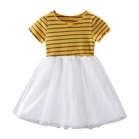

WuLIQna Girls Summer Tiered Ruffle A-Line Puff Sleeve Crewneck Bowknot Casual Party Flowy Dress Girls Summer Dress 2024 New Children s Dress Summer Princess Dress Little Girl Skirt Short Sleeves