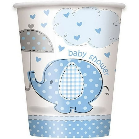 9oz Paper Blue Elephant Baby Shower Cups, 8ct
