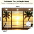 thumbnail image 3 of Peel and Stick Wallpaper Canvas 3D Landscape Seafront Verandahs Wall Murals Bedroom Palm Trees Sunset Modern Art Wall Mural Decor Self Adhesive and Removable 100in x 144in, 3 of 8
