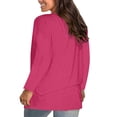 thumbnail image 4 of Sevevn Women's Fashion Solid Loose Long Sleeve T-shirt Pullover Tops Hot Pink XXXL Early Access Deals, 4 of 7