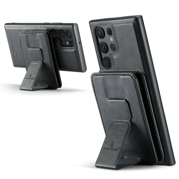 ELEHOLD Case for Samsung Galaxy S24 Ultra, Shockproof Magnetic Leather Wallet Case with Hand Grip & Kickstand & RFID Blocking,Black