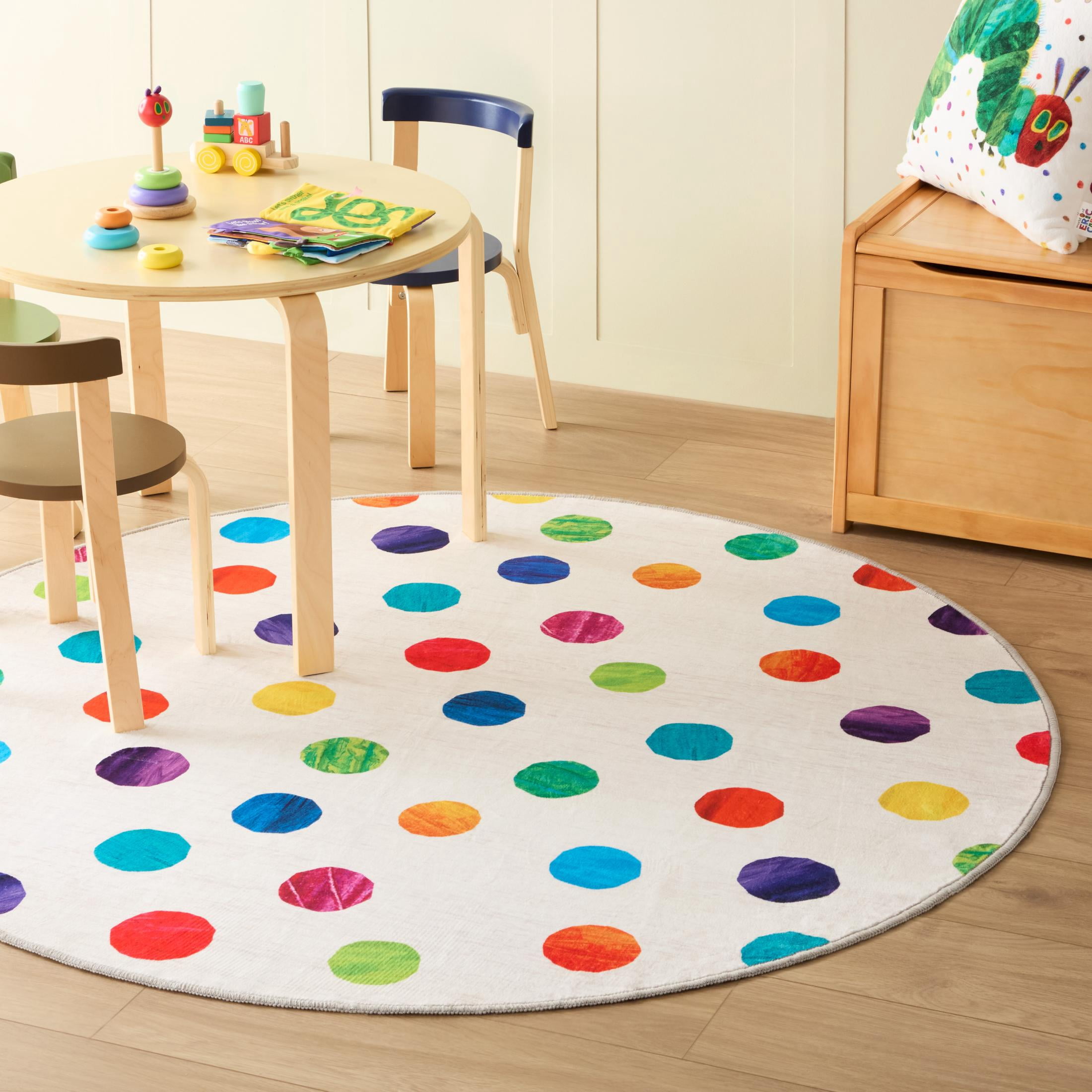 Eric Carle Washable Polka Dot Children's Area Rug, 5' x 5'