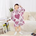 thumbnail image 6 of Wearable Blanket with Sleeves and Pocket Oversized Hooded Sweatshirt 3-14 YR Pink and Maroon Hearts S, 6 of 7