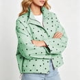 thumbnail image 6 of WIZUTIZ Women's Polka Dot Zip Up Jacket Lapel Collar Drawstring Hem Casual Lightweight Coat Spring Fall Outerwear with Pockets, 6 of 7