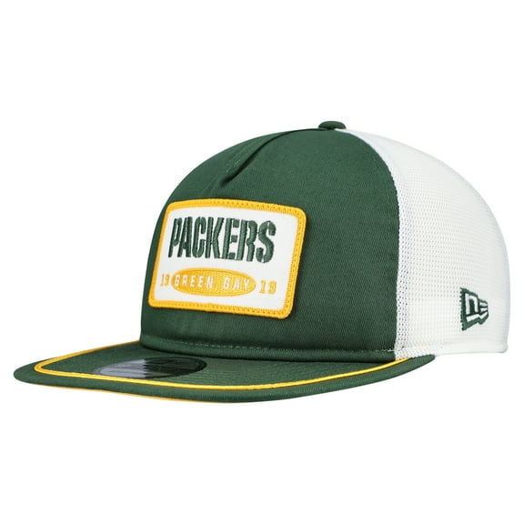 Men's New Era Green/White Green Bay Packers Patch 19TWENTY Adjustable Hat