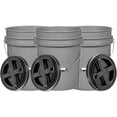 thumbnail image 1 of LZHF 5 Gallon Grey Food Grade Bucket with Black Screw on Lid, BPA Free Container (Pack of 3) Made in USA, 1 of 4