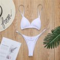 thumbnail image 3 of WREESH Womens Two Piece Swimsuit Mini Bkini Solid Color Split Diamond Bikini Swimsuit Beach Bathing Suit White, 3 of 5