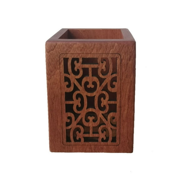 Antique Pencil Holder Solid Wood Pen Container Cup Stationery Makeup Brush Organizer for Men Women Teacher Students Gift
