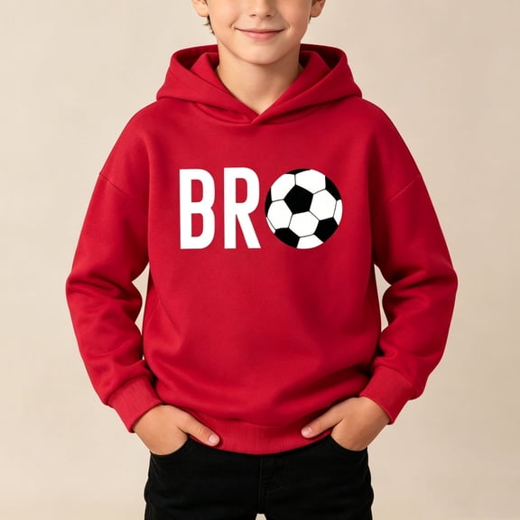 Toddler Boys Graphic Pullover Hoodies Soccer Print Long Sleeve Hooded Sweatshirts Casual Activewear Fall Winter Athletic Tops with Kangaroo Pocket Daily Sports Clothes, Size 3-4 T