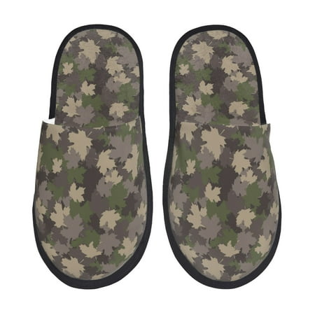 Balery Camouflage maple Slient Indoor Furry Fleece Comfort House Shoes Soft Non-Slip Home Shoes Cotton slippers House Slippers-- Large