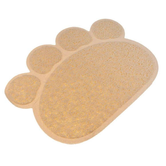 Cat Litter Tray Mat Pet Dog Puppy Dish Bowl Feeding Food Placemat Paw Beige