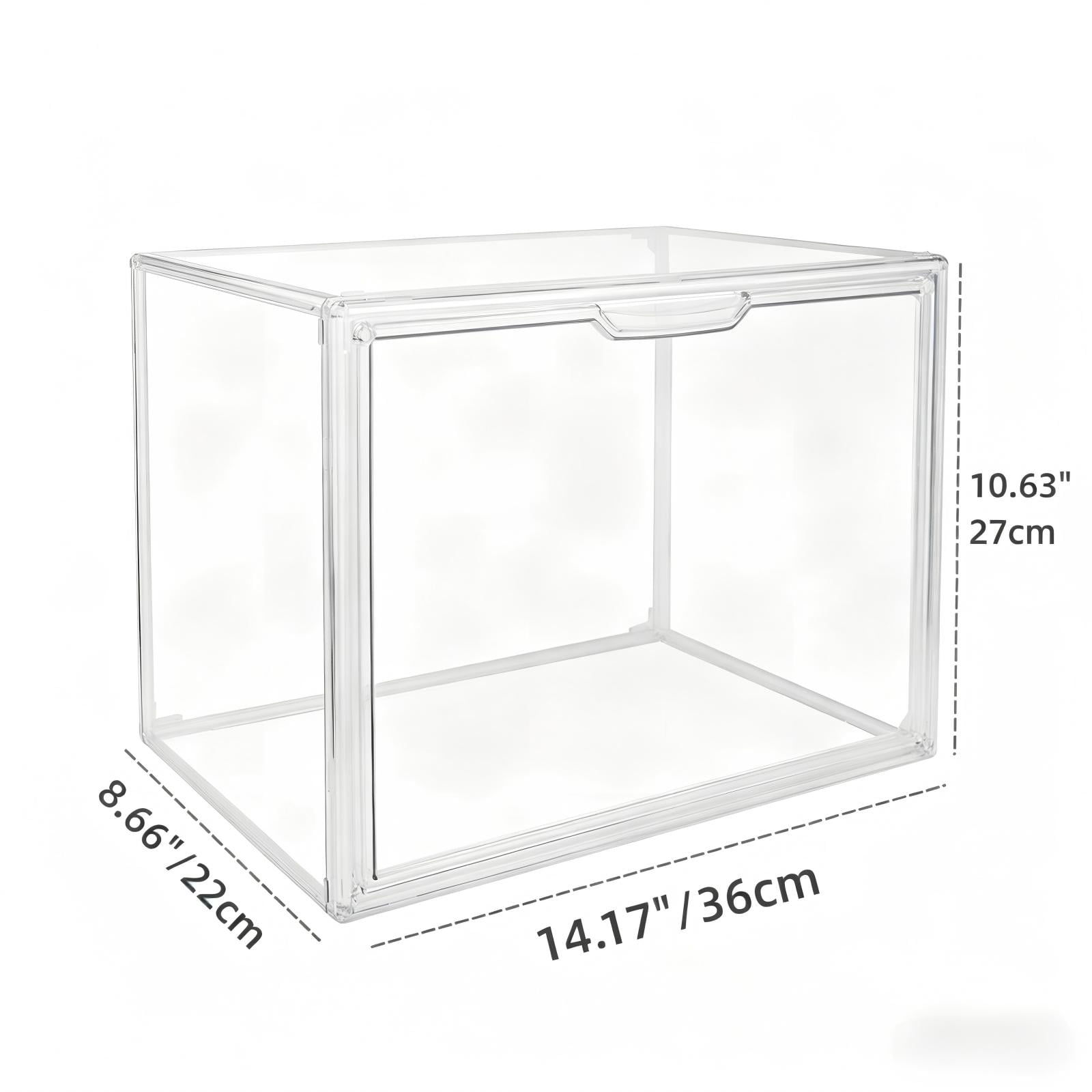 Clearance！3pcs Clear Display Cases Stackable Plastic Storage Bins with Lids - Ideal for Figurine, Toy, Books, Cosmetics, hangbags & Collectibles
