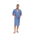 thumbnail image 2 of MAYFISH 100% Cotton Mens Lightweight Robe Summer Short Sleeve Bathrobe Soft Knee Length Robe with Pockets (Blue, M), 2 of 6