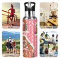 thumbnail image 7 of Yayeee 33oz Double Wall Stainless Steel Water Bottle with Flip Straw, Brown Gingerbread Houses, 7 of 7