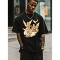 thumbnail image 2 of Angel Print Men'S Cotton T-Shirt Vintage Graphic Printed 100% Cotton 220g Tee Round Neck Short Sleeve, 2 of 10
