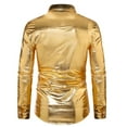 thumbnail image 3 of LIIPEE Men Shirts Fashion Glittering Sequins Long Sleeve Lapel Button Down Shirt Male Classic Fit Comfortable Breathable Soft Party Dance Shirts,Gold,S, 3 of 6