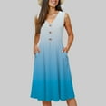 thumbnail image 2 of vigerkar Women 2025 Summer Dresses Sleeveless Casual Loose Swing Button Down Midi Dress with Pockets Sky Blue, XXL, 2 of 5