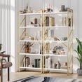 thumbnail image 2 of Walsunny Bookshelves Wooden Bookcases 5 Tiers H-Shaped Bookshelf with 5 Open Display Shelves Gold, 2 of 9