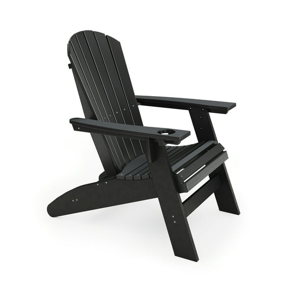 Patio Furniture Black Adirondack Chair – Sturdy HDPE Poly Lumber for Poolside, Patio, and Garden Relaxation,Outdoor Sofa