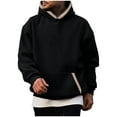 thumbnail image 1 of pstuiky camisas de manga larga para hombre, Sudadera con capucha y manga larga de color liso para hombre Tops de hombre m, 1 of 4