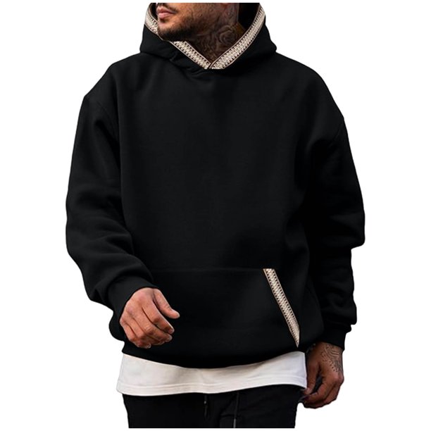 pstuiky camisas de manga larga para hombre, Sudadera con capucha y manga larga de color liso para hombre camisetas de hombre xl