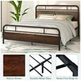 thumbnail image 6 of Allewie Sanders King Size Bed with Wooden Headboard, Vintage Metal Platform Bed, 6 of 7