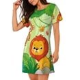 thumbnail image 2 of Easygdp African Animals in the Jungle Camisón de manga corta para mujer, informal, estampado, 2 of 6