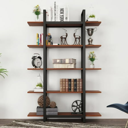 industrial bookshelf tier shelf bookcase solid wood tribesigns cherry open pine