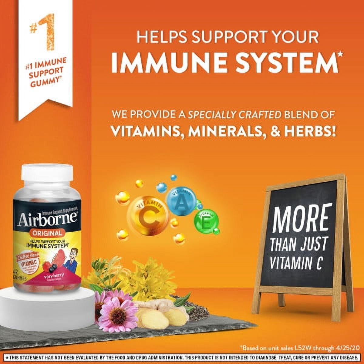 Airborne Mixed Berry Flavored Gummies - 1000mg of Vitamin C and Minerals & Herbs Immune Support, 42 count