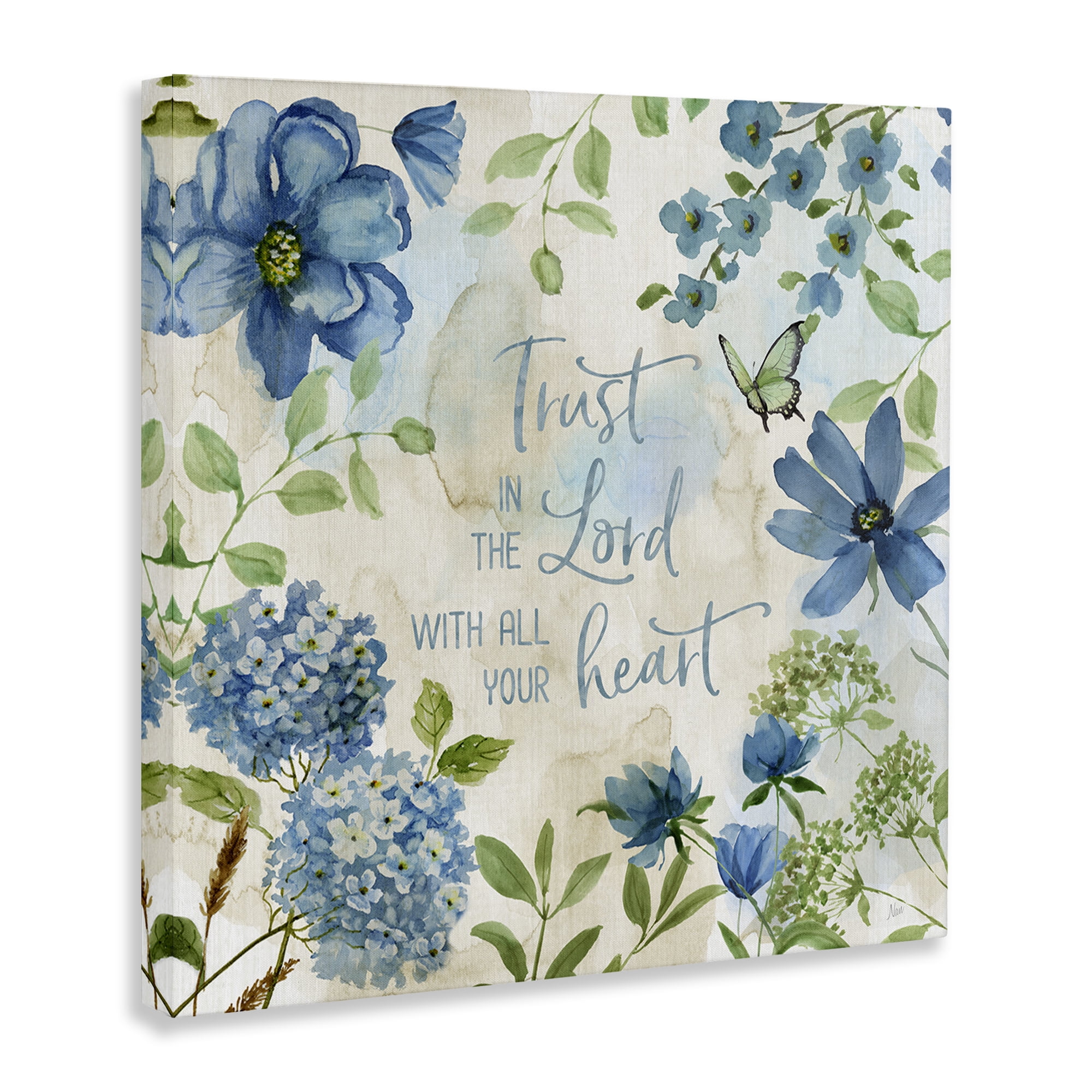 Stupell Industries Trust The Lord Floral Religious Painting Gallery Wrapped Canvas Art Print Wall Art, 24 x 24