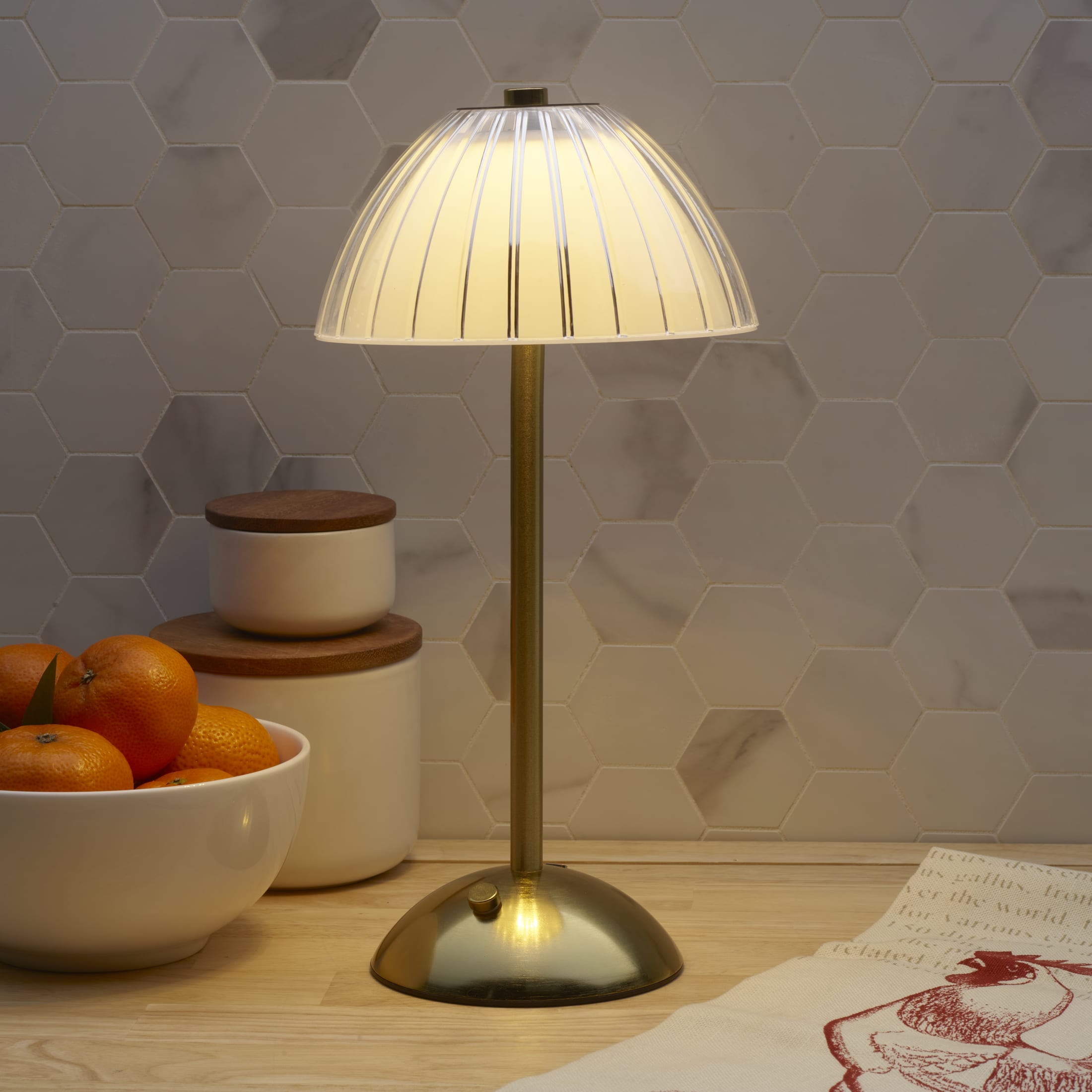 Home Accents 11 inch Acrylic and Metal Rechargeable Cordless Led Lamp With Opaque Shade